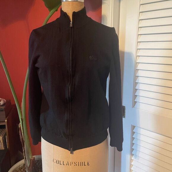 HUGO BOSS | black zip up wool sweater M - Picture 1 of 8